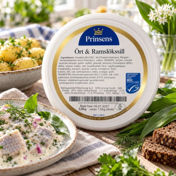 Hering suedez marinat cu ierburi aromatice și leurdă